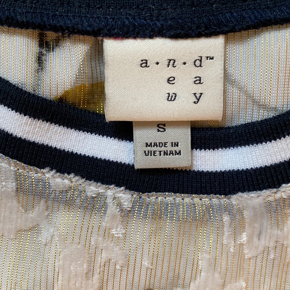 Vintage inspired cherry blossom sparkle burnout metallic ringer tee - Picture 5 of 10